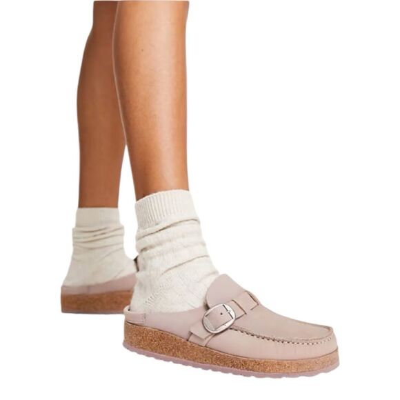 Birkenstock Buckley Lilac Nubuck Leather Slip-On Moccasin Clog Mule Shoes - Picture 1 of 10